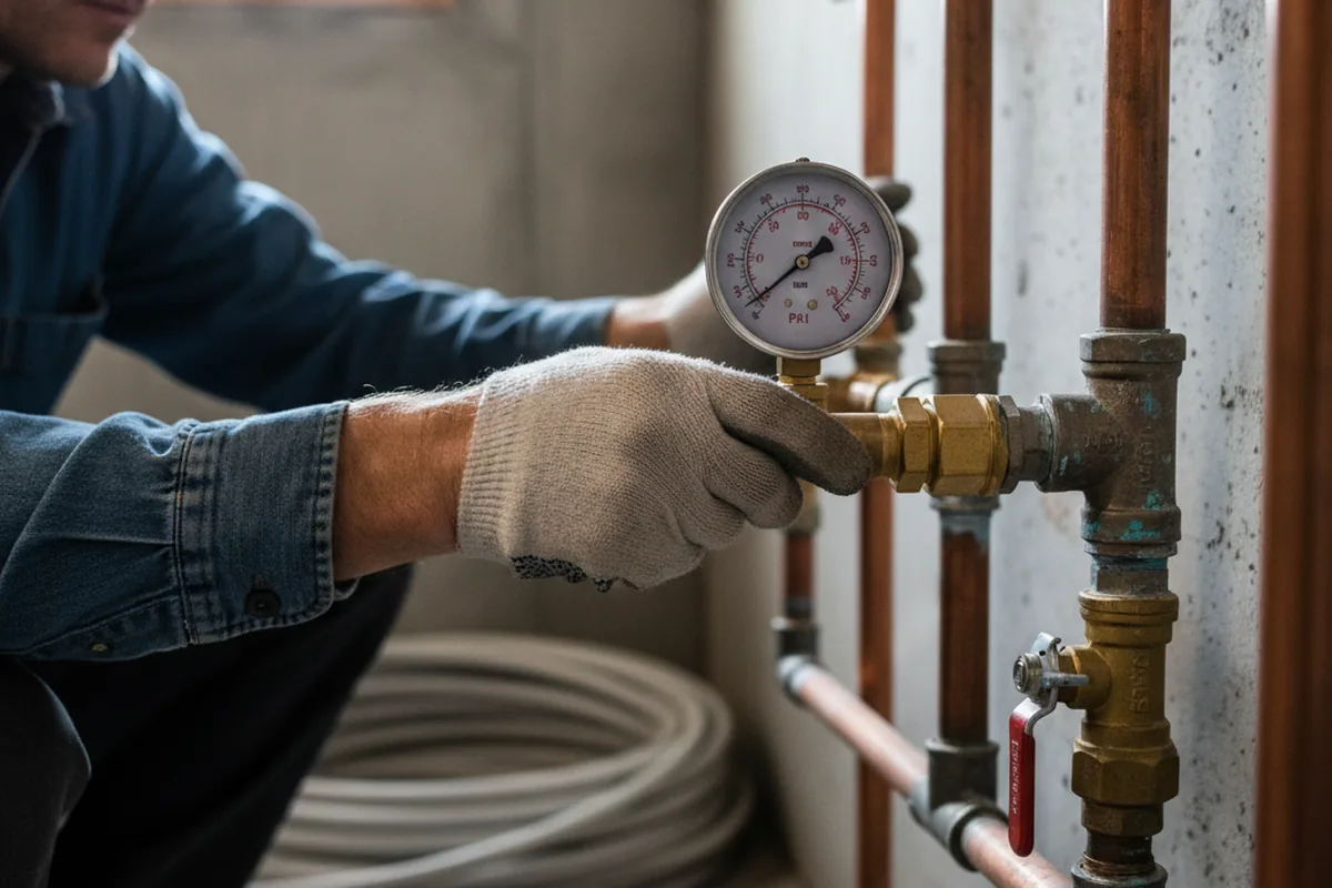 Pressure testing a repaired line during Water Line Repair in Stuart